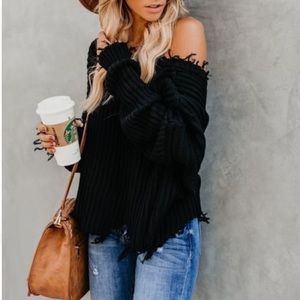 Frayed Longline Sweater